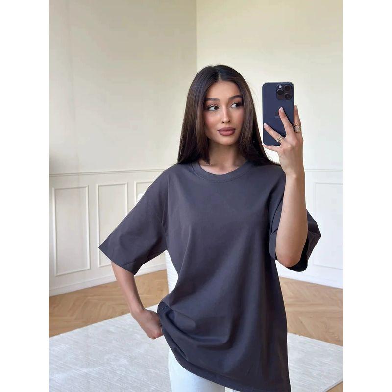Loose Solid Color T-shirt Top Fashion Wind New Arrival Loose Casual Pure Color Cotton T-shirt Top