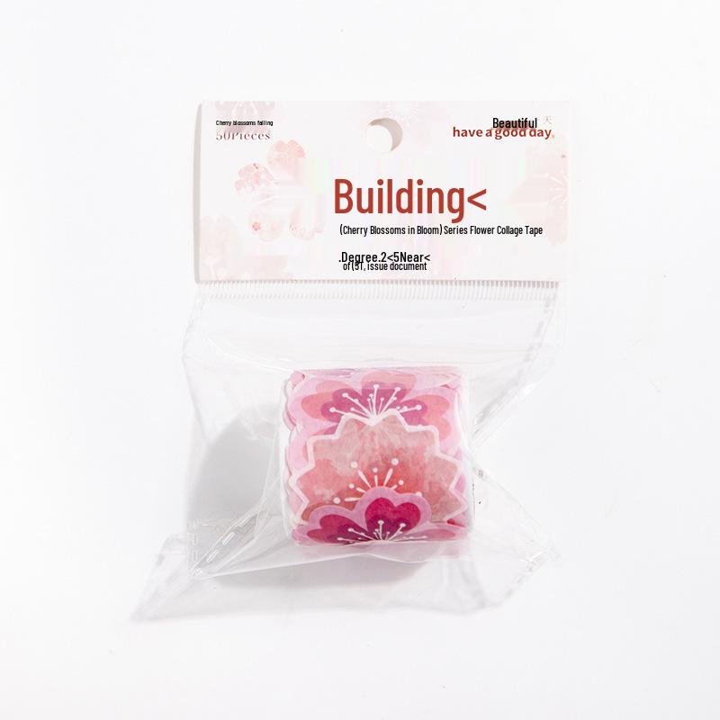 Cherry Blossom Blooming Washi Tape - Japanese Style Floral Stickers for Journals