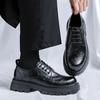 British Style Fashion Business Black Small Leather Shoes Ins Style Men's Japanese Style Retro Student Big Head Shoes Trend 66223-R