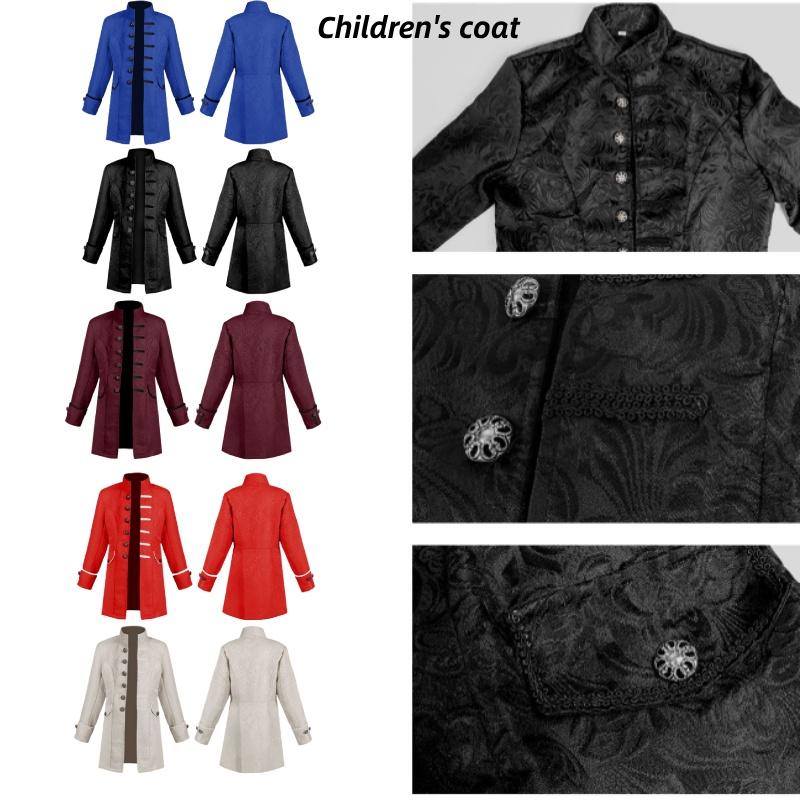 2022 New Fashion European And American Boys' Formal Coat In Solid Color Stylish Steampunk Retro Stand Collar