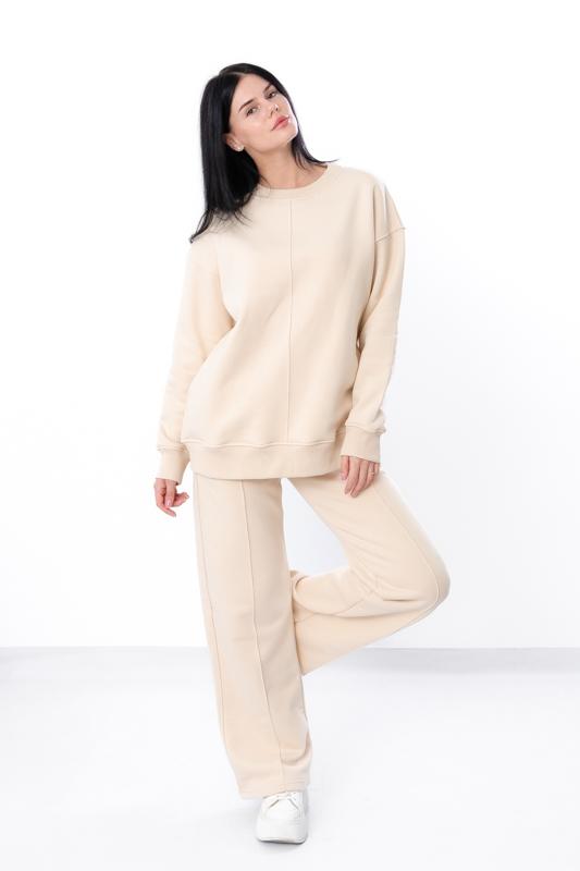 Women’s Cozy Sweatshirt & Wide-Leg Pants Set – Relaxed Fit & Tailored Details, Winter, 3399-140 HC