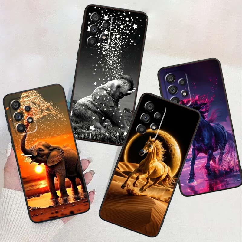Cartoon Anime Tiere Handyhülle Für Samsung A73 A72 A71 A55 A54 A53 A52 A51 A13 A22 A16 A15 A12 A14 A26 A07 5G Schwarz