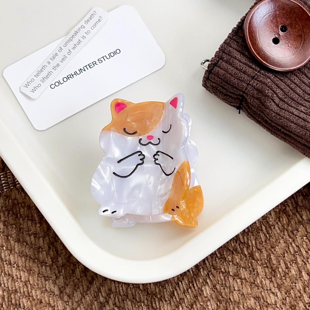 1pc New Sweet and Cute Hair Clip with Catching Kittens, Squirrels, Sharks, Hair Accessories, Cartoon