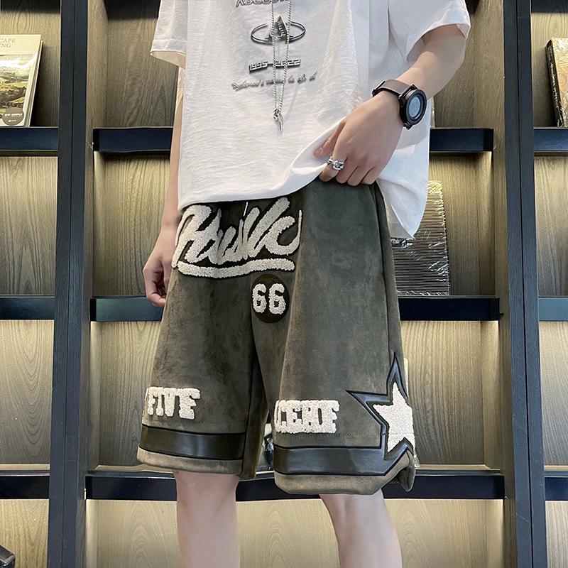 Men's Trendy Embroidered Summer Shorts - Hip-Hop, Retro, Japanese, & Hong Kong Styles