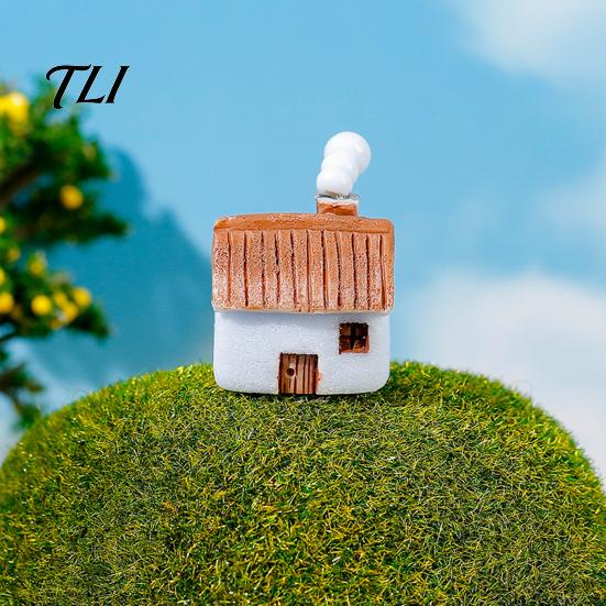 Eco Bottle Landscaping Supplies 2Pcs Mini Chimneyed Cottage Resin Figurines, Rural House Building Ornaments for DIY Micro Landscape Accessories Fairy