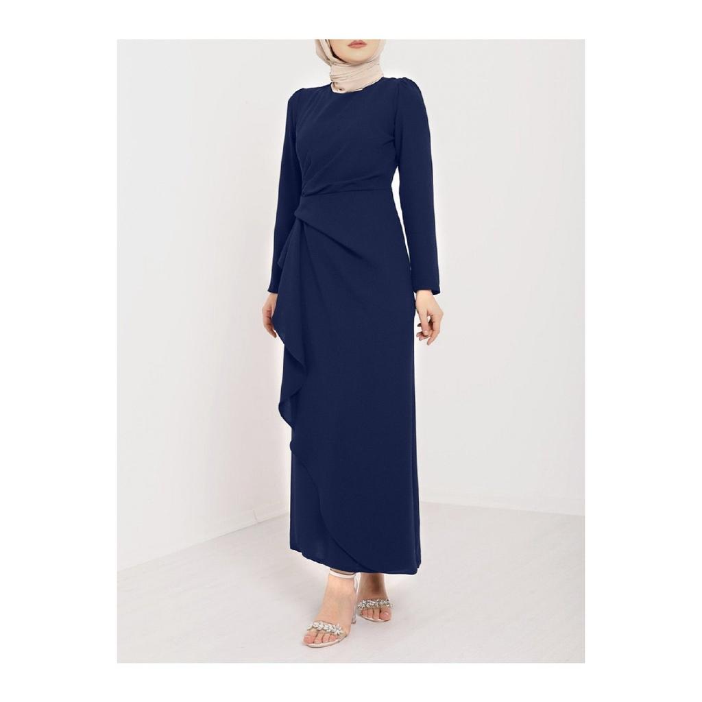 Asymmetrical Crepe Dress With Aller Front And Skirt
