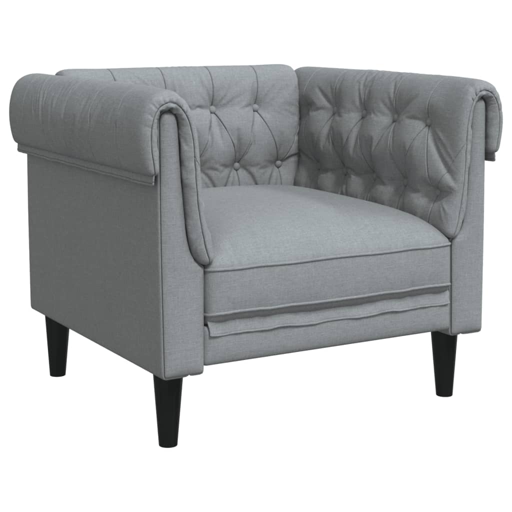 Vidaxl 3-Cz. Living Room Set, Light Grey, Upholstered In Fabric