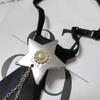 Japanese Style Women Mens Adjusted Pre-Tied Small Necktie Punk Metal Chain Tassels Star Jewelry Neck Tie Neckwear