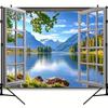 1 Curtain Background Lake and Mountain Scenery Natural Landscape Wall Decoration for Home and Office Seasonal Decoration