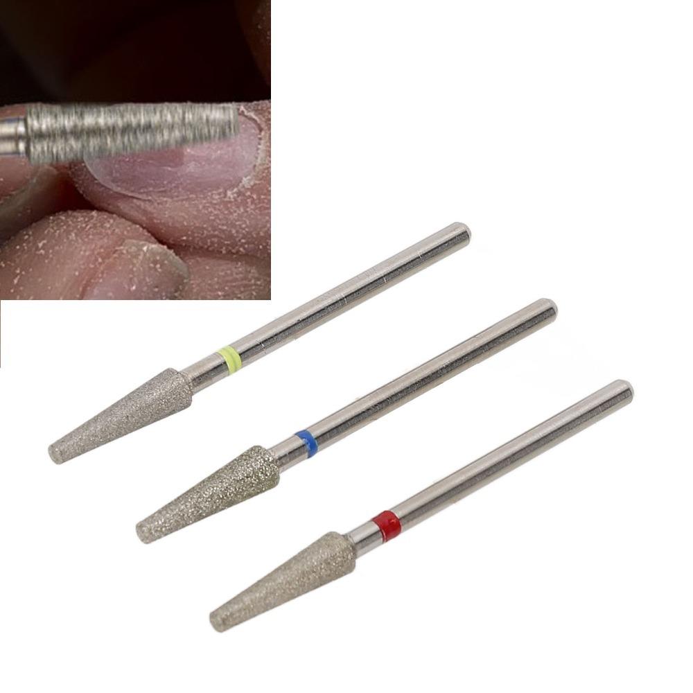 3pcs Tapered Shape Nail Grinding Head Front Replaceable Cuticle Drill Bit Cuticle Cleaning
