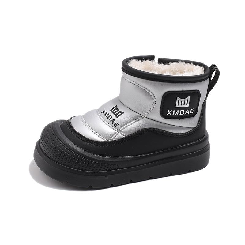 Boys shoes big cotton shoes winter 2025 new children's snow boots medium older children's piled thickened girls non-slip cotton boots