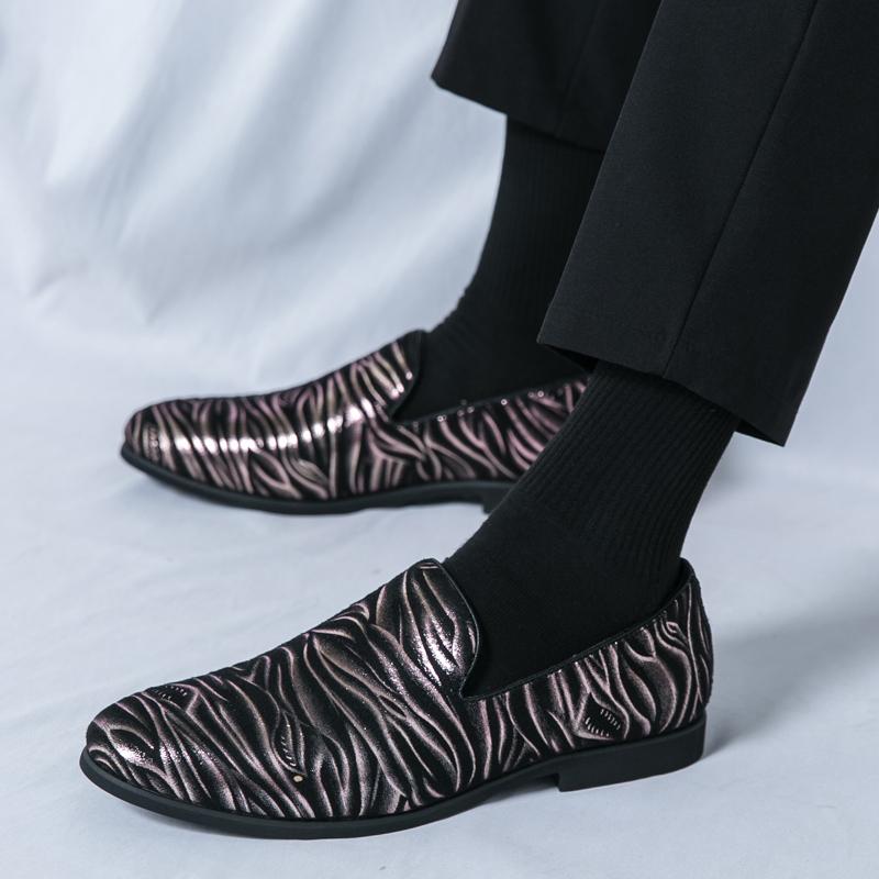 New Luxury Designer Men's Charm Patent Leather Slip On Shoes Male Formal Wedding Prom Dress Homecoming Sapatos Tenis Masculino