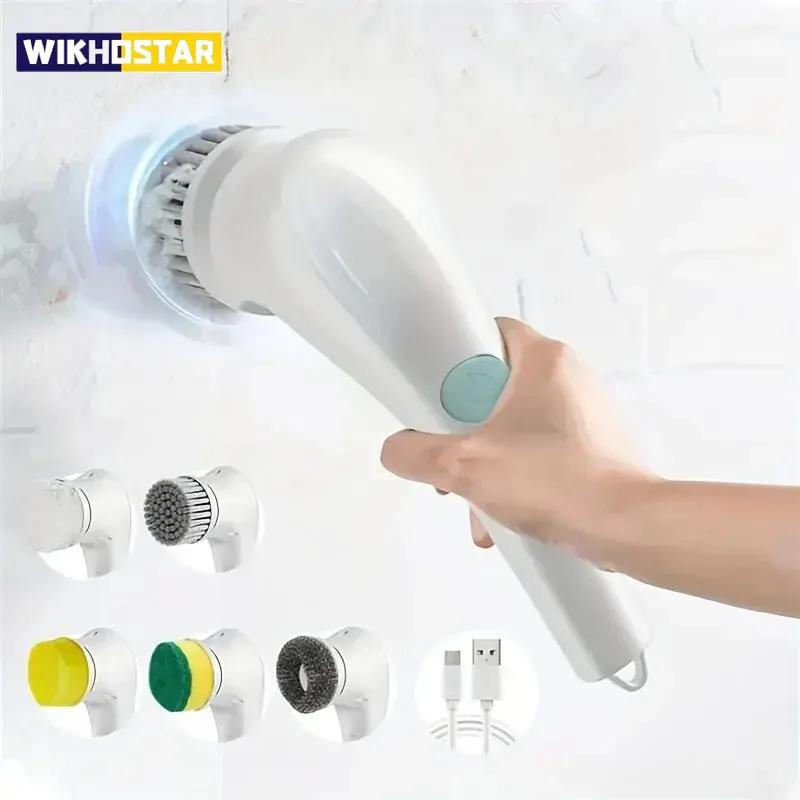 Five in One Multifunctional Electric Cleaning Brush for Bathroom Washing and Kitchen Cleaning Tools