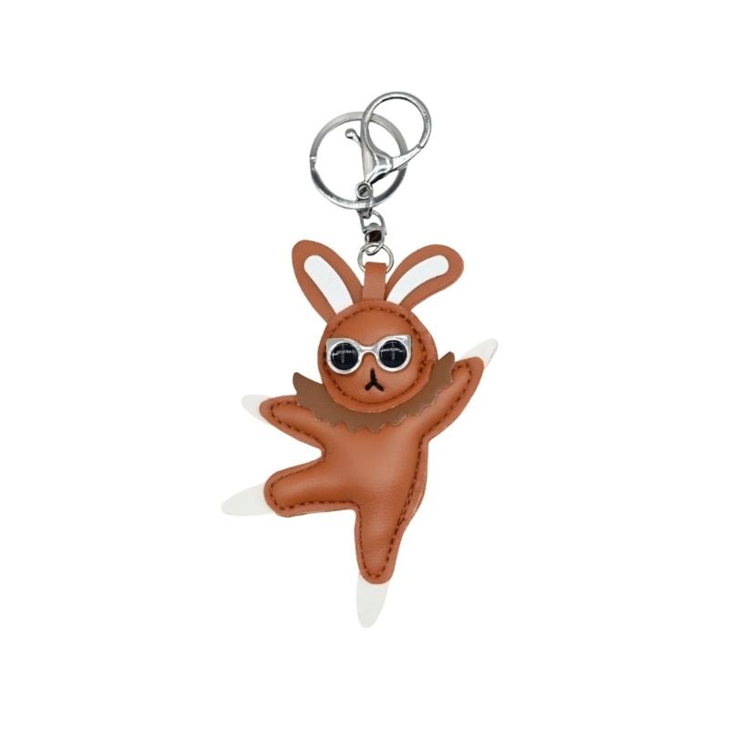 Whimsical Dancing Rabbit Keychain Fashionable Leather Trinket Versatile Decoration For Accessories Gift Giving
