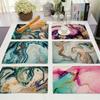 Green Rose Pink Marble Printing Linen Placemat for Dining Table Drink Coaster Home Decor Dining Mat Modern Kitchen Cup Pads