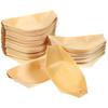 50 Peças Barquinhos de Servir de Madeira 12X6X3Cm Bétula Natural Bandeja Descartável para Petiscos Lanches Aperitivos Formato de Casamento