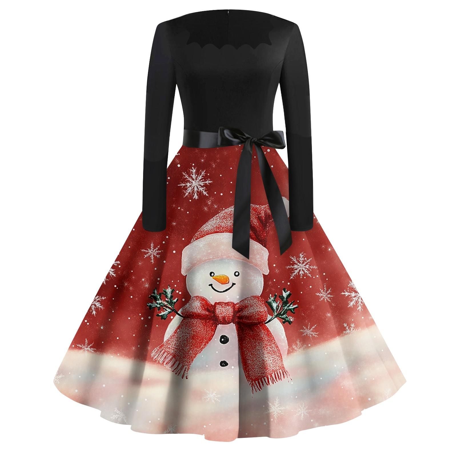 

Женское повседневное модное платье в стиле ретро с квадратным вырезом и длинными рукавами XXL