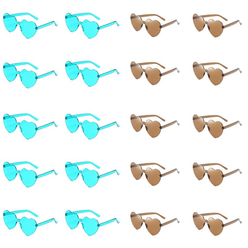 

20 пар в наборе Дизайнерские модные солнцезащитные очки в форме сердца, конфетного цвета, с декором, стильный бренд, пляжные солнцезащитные очки для женщин
