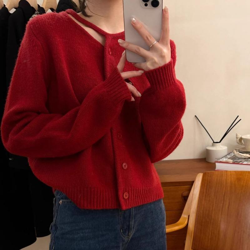 New Autumn Hollow Out O Neck Loose Sweater Cardigan Women Fashion Thin Single breasted Winter Knitted Sweaters Women Solid Slim Casual Cardigans 25539