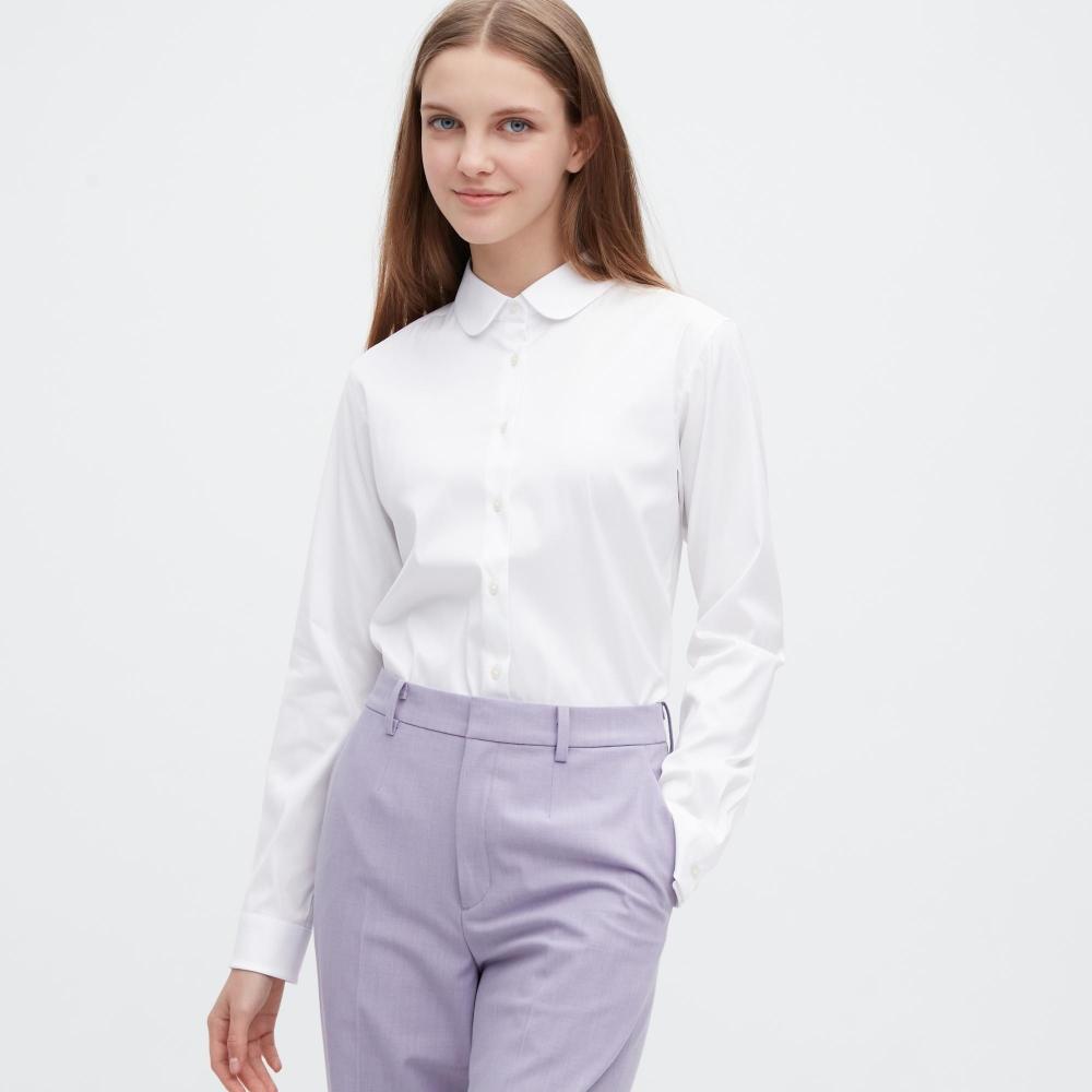

UNIQLO JAPAN Рубашка Supima из хлопка стрейч с круглым вырезом и длинными рукавами