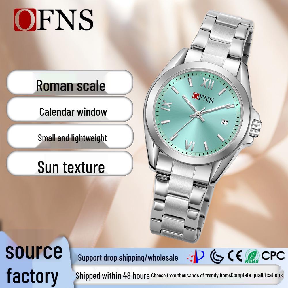 European Empress Dowager Roman Quartz Ladies' Wristwatch - Waterproof, Steel Band, Elegant Sun Pattern Design