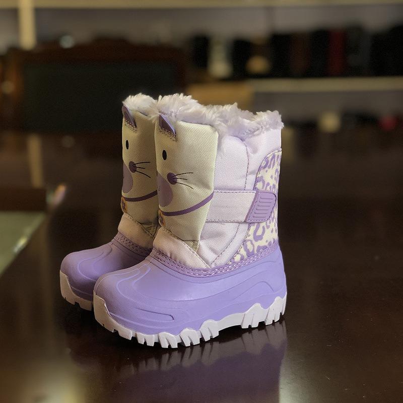 

Зимняя американская версия новых теплых мужских и женских студенческих утолщенных бархатных водонепроницаемых и нескользящих милых сноубутсов, хлопковая обувь 24 фиолетовый