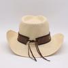 Hard Top Sunshade Hard Straw Hat Ethnic Style Western Cowboy Hat Men And Women Spring And Summer Beach Seaside Travel Vacation Hat