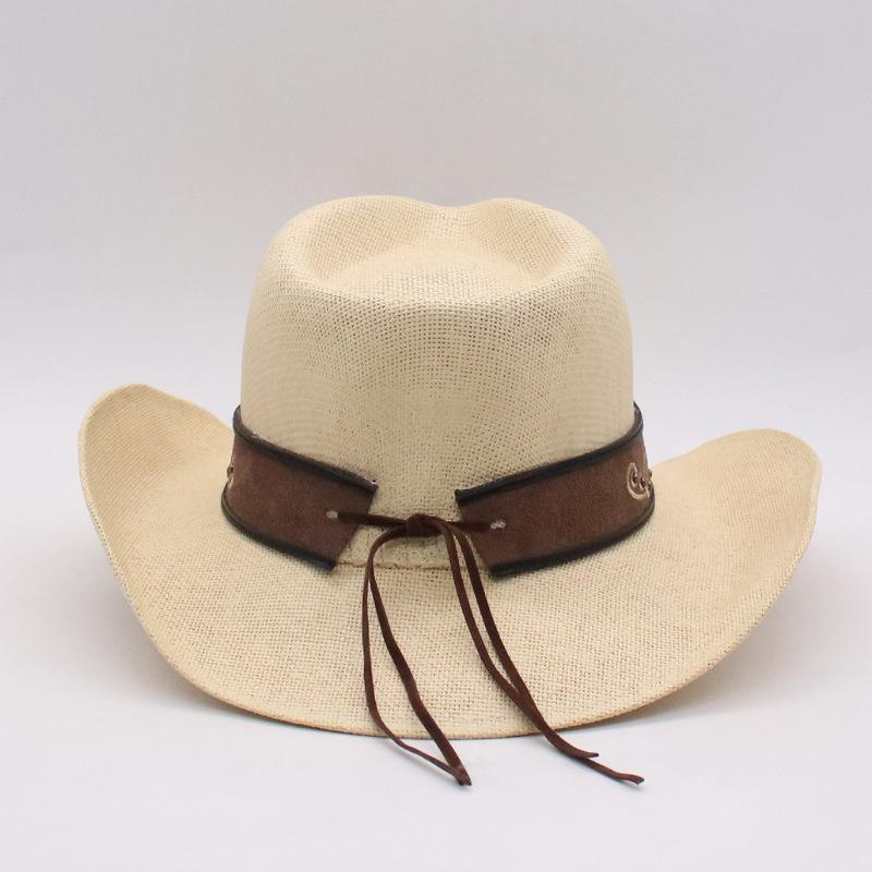 Hard Top Sunshade Hard Straw Hat Ethnic Style Western Cowboy Hat Men And Women Spring And Summer Beach Seaside Travel Vacation Hat