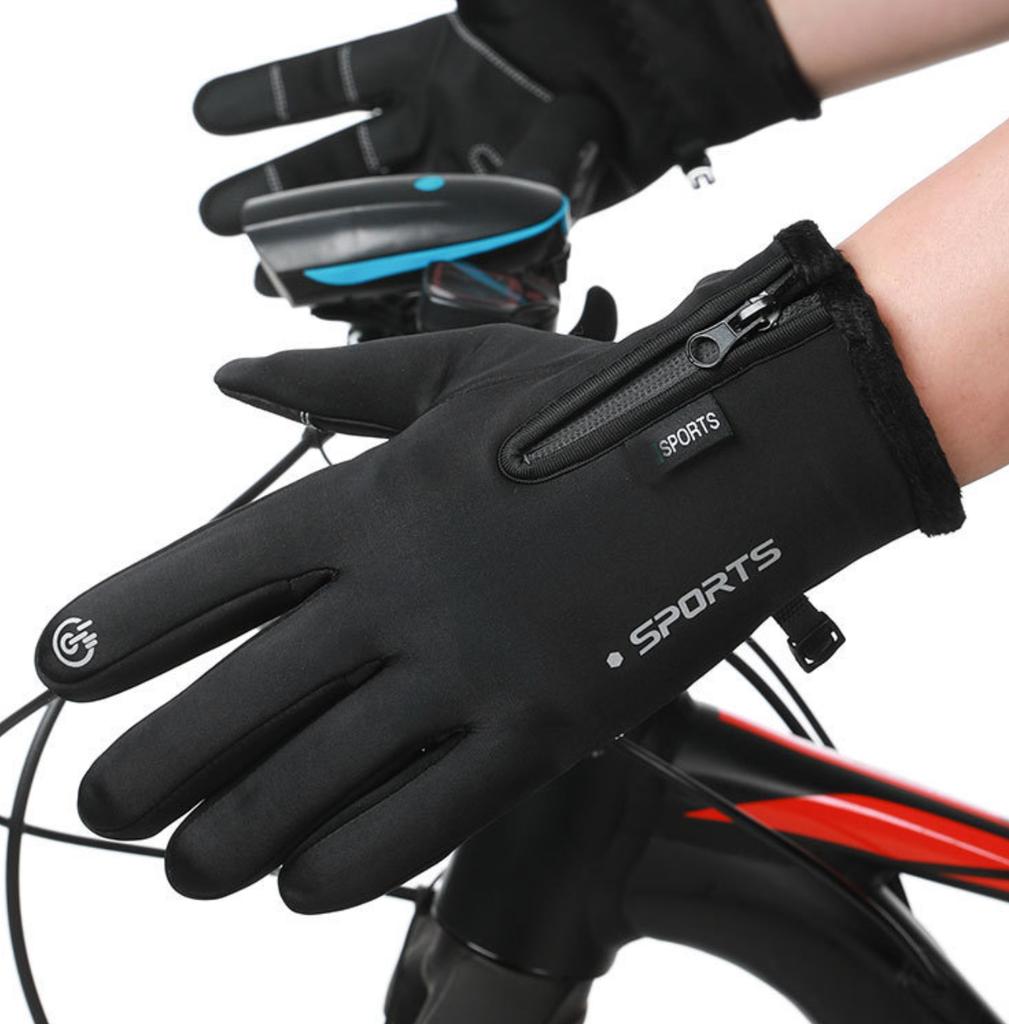 Customize Winter Outdoor Sports Zipper Full Finger Waterproof Touch Screen Motorcycle Riding Cycling Ski Gloves