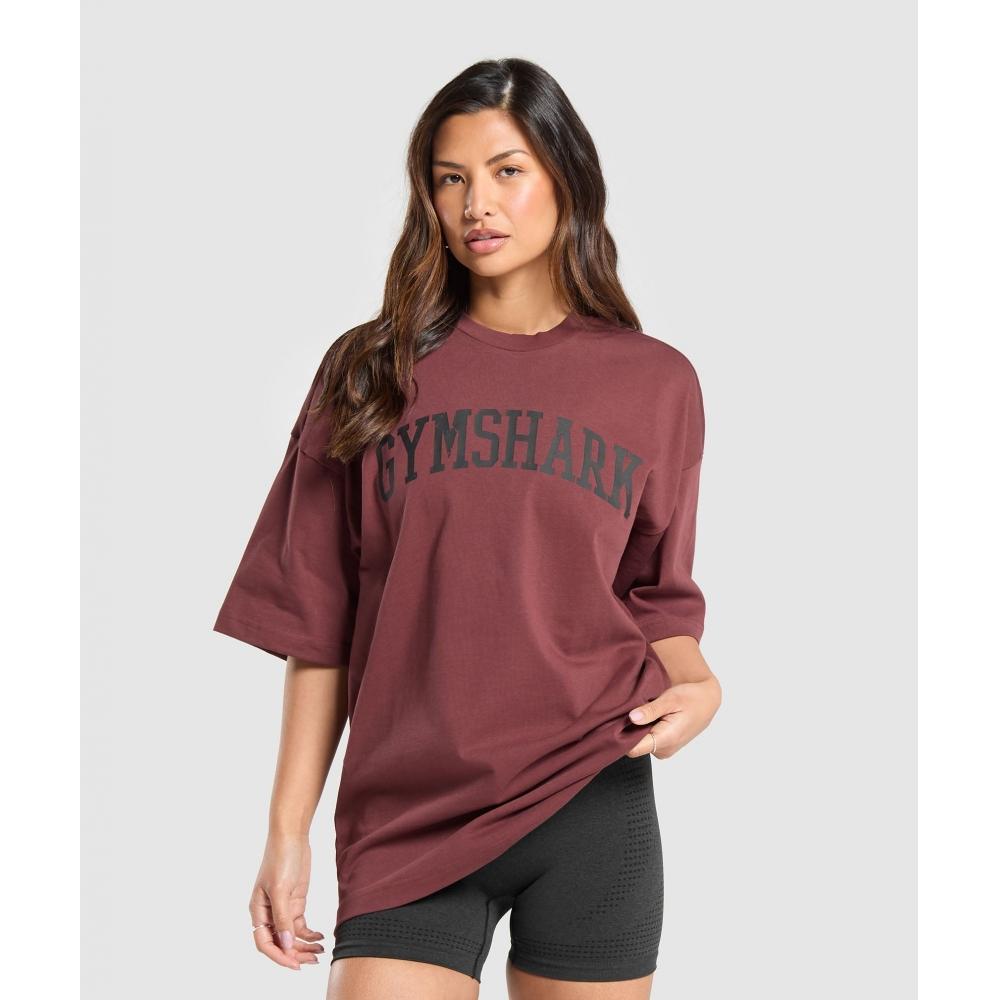 

GYMSHARK GFX Университетская футболка оверсайз бордового цвета B1C6P RBQV