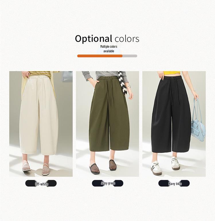 Frühling/Sommer 2026 Damen High-Waist Weitbeinige Lässige Hose - Vielseitiger Trendiger Cropped-Stil