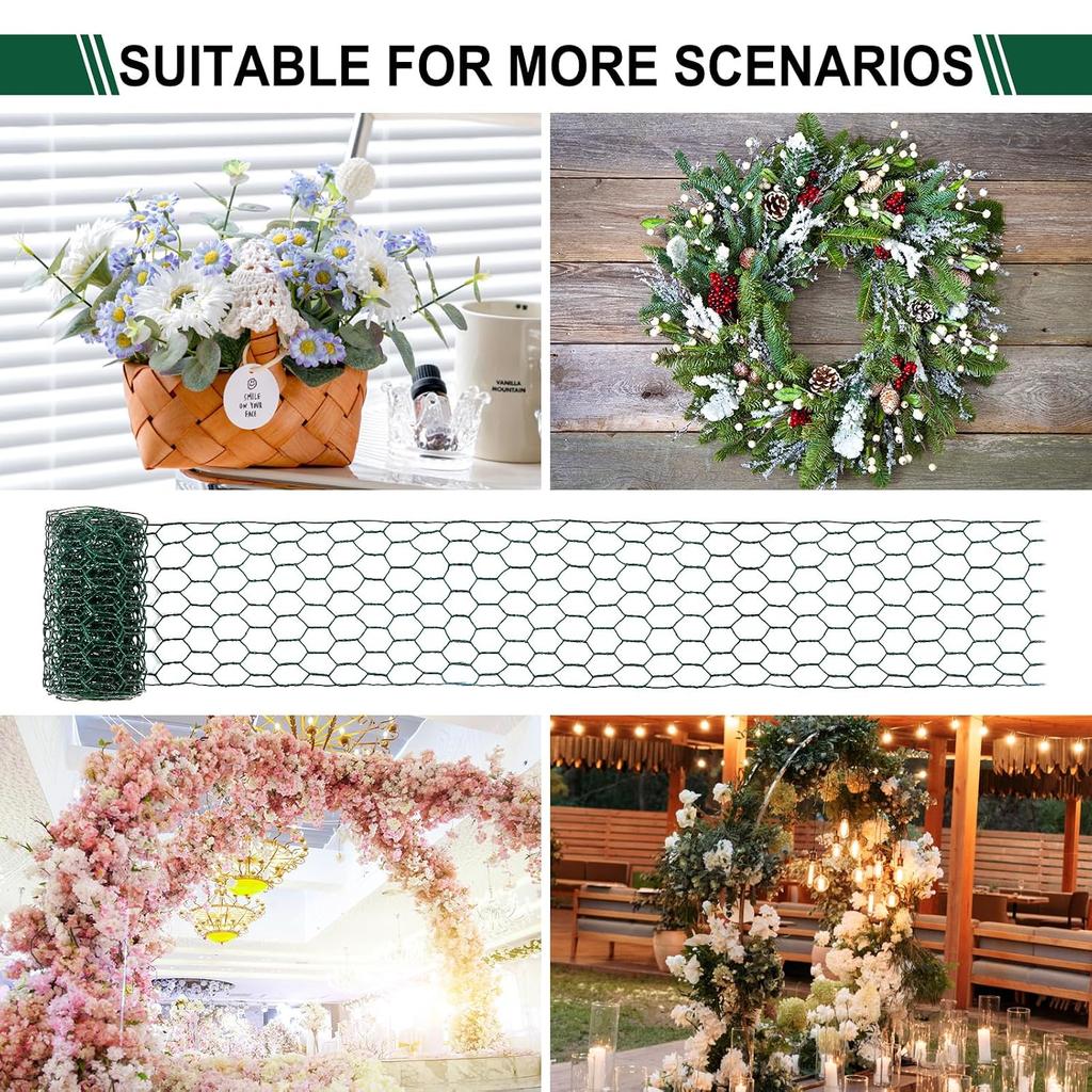 Blumen-Drahtgitter, 4 x 118 Zoll Maschengitter mit Zange, Schützt Pflanzen & Dekoriert Blumenbogen, DIY Basteln