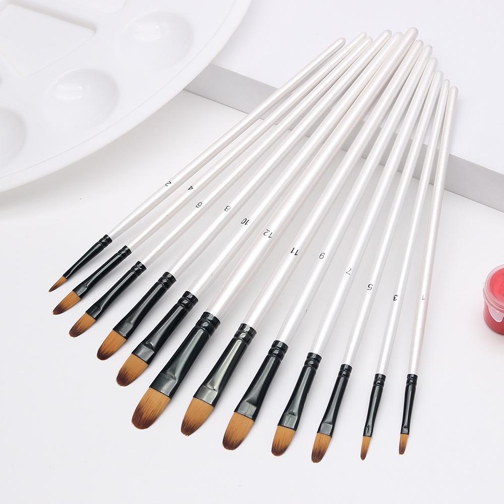 

Детский набор кистей из нейлона, 12 штук, для акварельной и масляной живописи Nail Round жемчужина белый