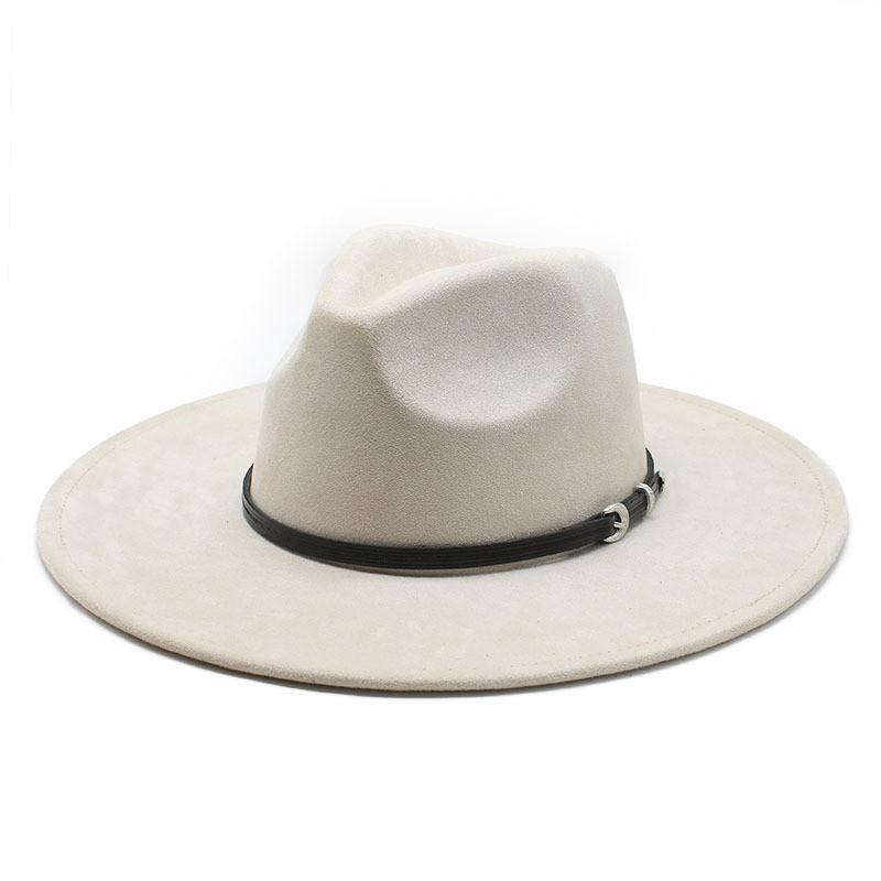 Traditional Ethnic Style Fedora Hat With Suede Fabric And Wide Brim For Winter Wear