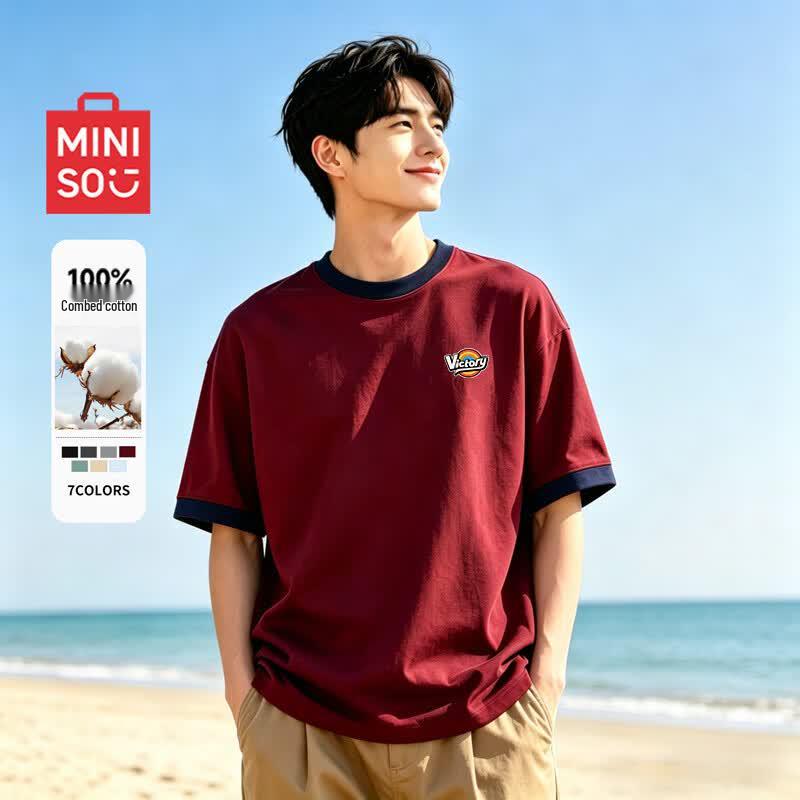 MINISO Men s Pure Cotton Loose Fit Short Sleeve T-Shirt XL