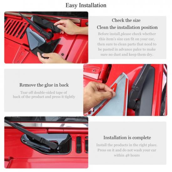 Front Windshield Wiper Base Cover Trim Bezels For Jeep Wrangler JK 2007-17 Black