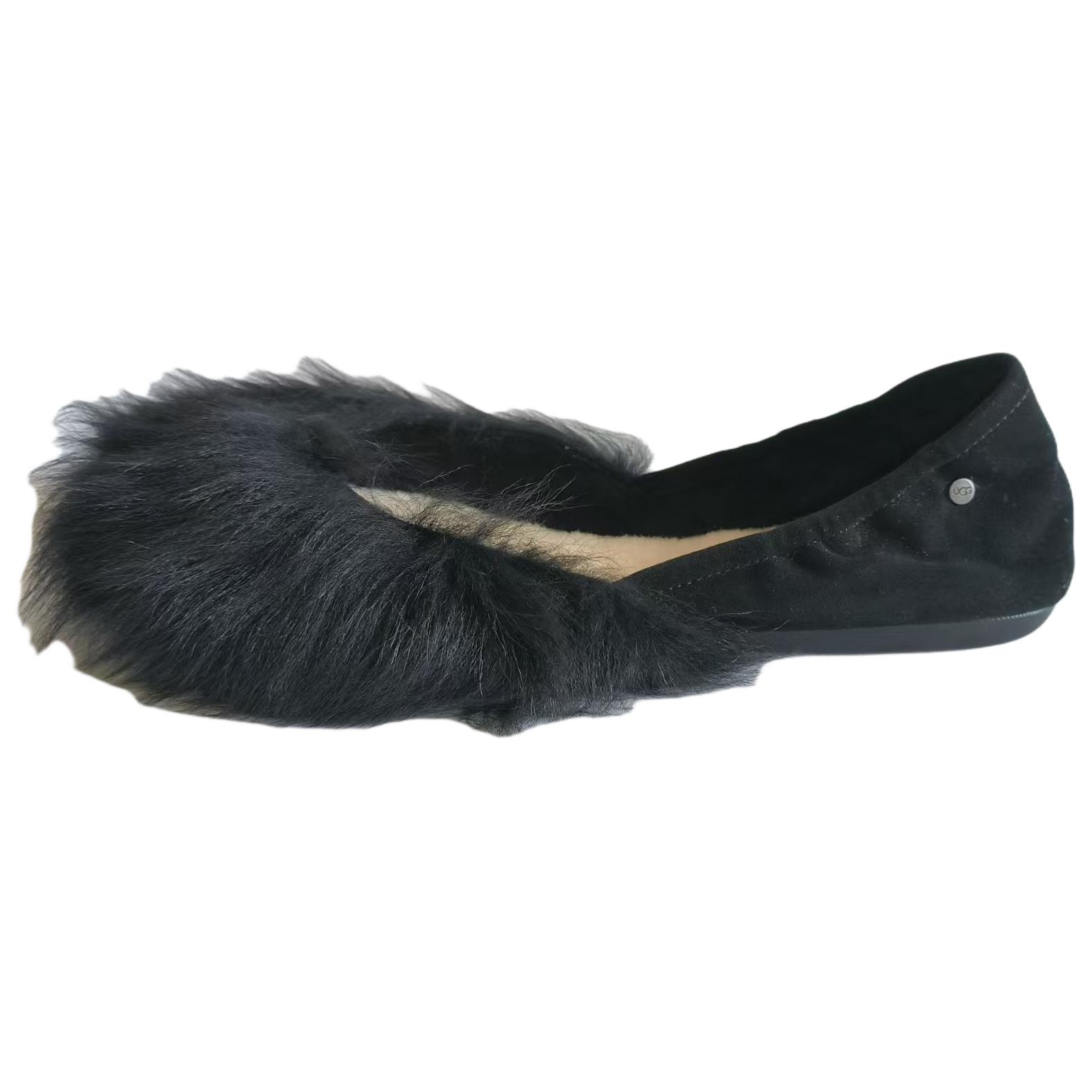 

UGG Jeanie Fluff Плоские слипоны из овчины Универсальная повседневная обувь Женские балетки Черные 1097554-BLK 39