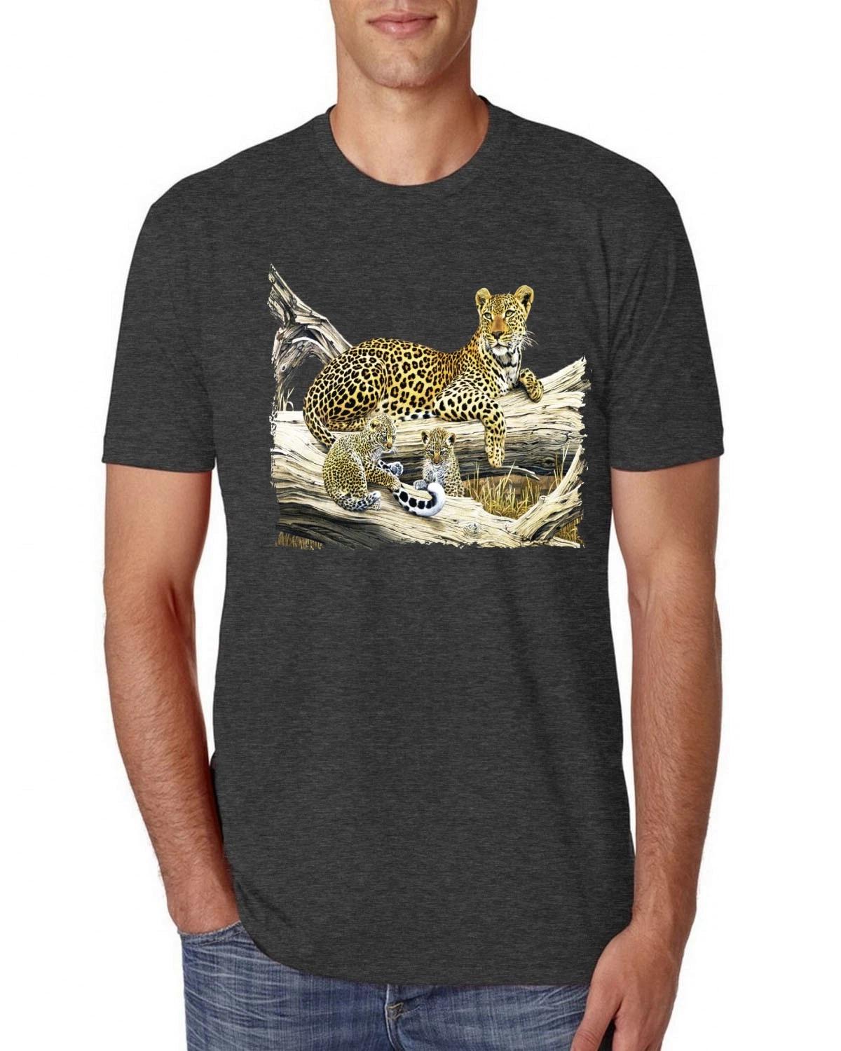 Wild Forest Spotted Cheetah Family Mens Premium T- Shirt 4XL
