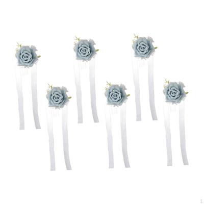 6Pcs Wrist Corsage Hand Decor, Ribbon Floral Decoration, Wedding Flower for