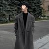 Men's Korean Style Over-the-Knee Wool Winter Coat - Thickened, Mid-Length, Loose Fit
