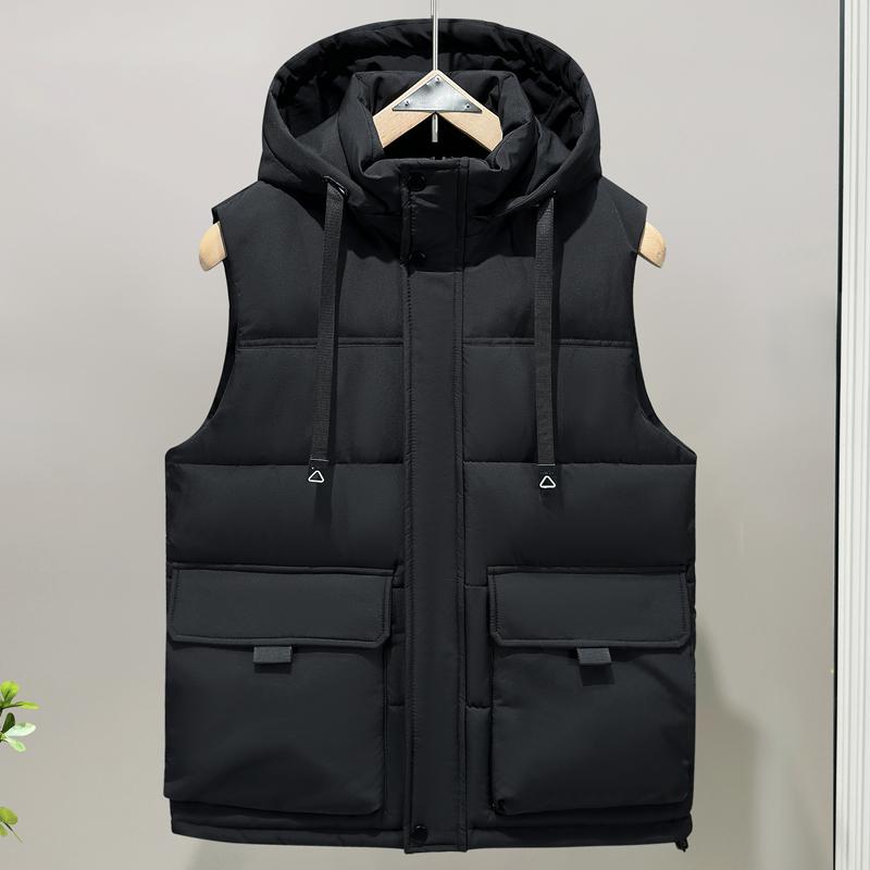 

Plus Size L-6XL Winter Sleeveless Parkas Man Thick Outerwears Fashion Men s Warm Vest Hooded L