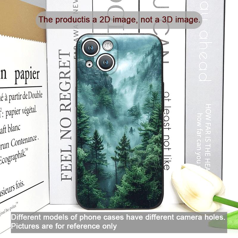 Vintage Green Forest Landscape Pattern Phone Case for iPhone 17 16 12 11 14 13 15 Pro Max Mini X XS MAX XR 7 8 14Plus Soft Cover