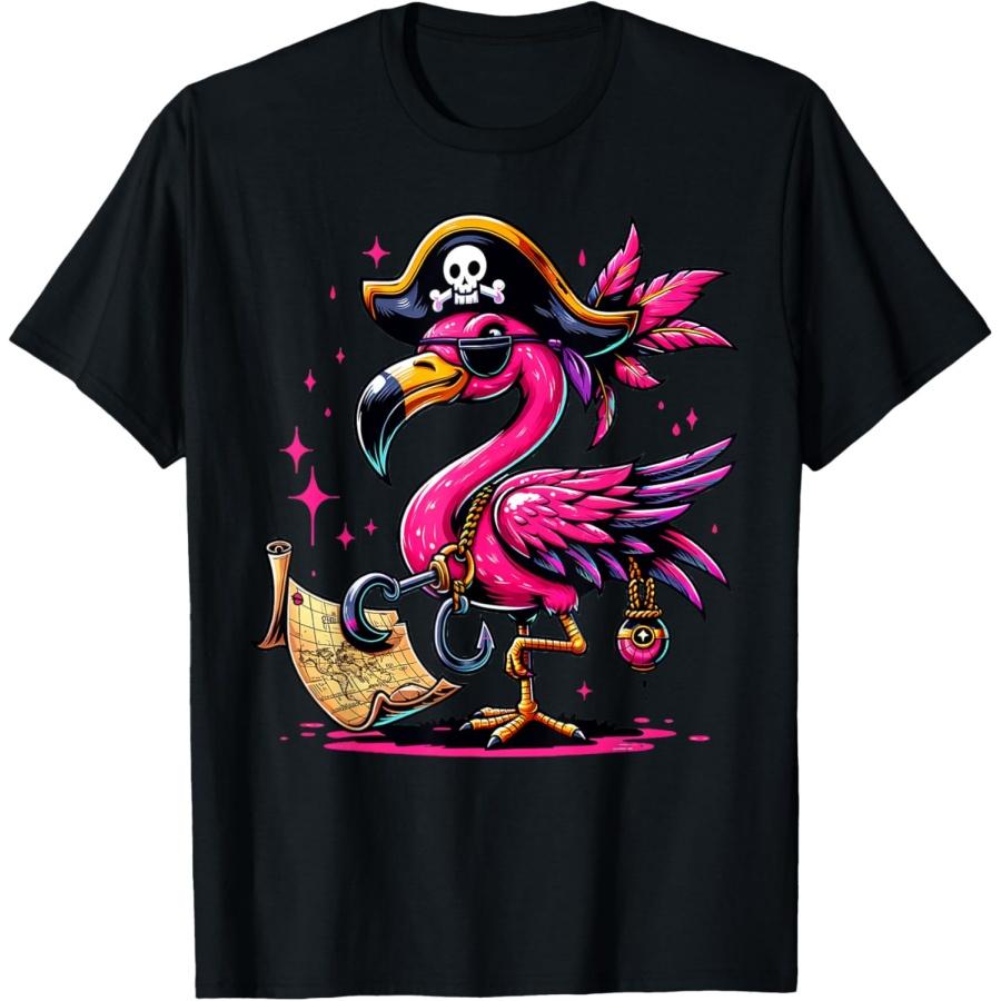 Pirate Pink Flamingo Halloween Party - Jolly Roger T-Shirt XXXXXL чёрный