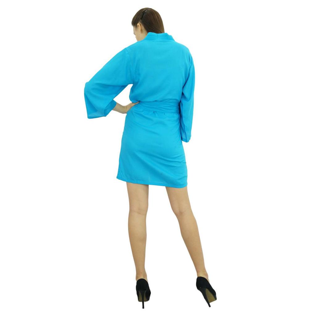 Bimba Women Short Solid Belt Robe Soft Modal Cotton Wrap Round Plain Bath
