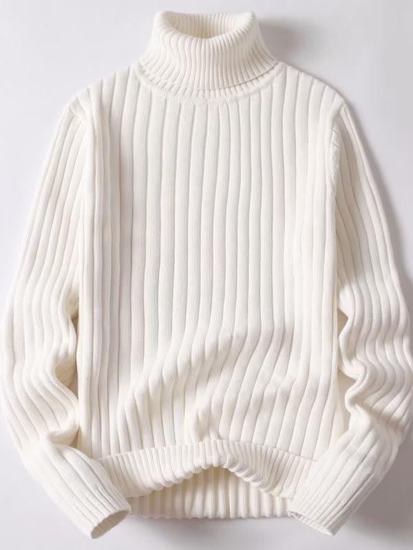 Men's Trendy Winter High Neck Sweater - Solid Color, Simple Style, Versatile Casual Design