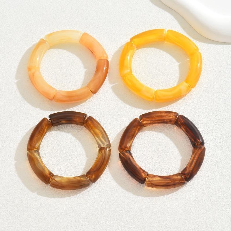 4pcs Chunky Boho Bamboo Tube Bracelets Elastic Set Extra Long Elbow Cuff Bangles Acrylic Unisex Stackable Jewelry for Women Men