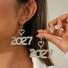 Elegant 2027 Digital Earrings Rhinestone Stud Earrings Jewelry Happy New Year Earrings  Party