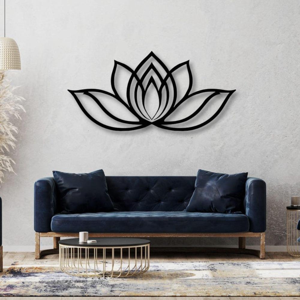 Lotus Flower Metal Wall Art Yoga Studio Mandala Zen Home Decor Spiritual Relaxing Sign