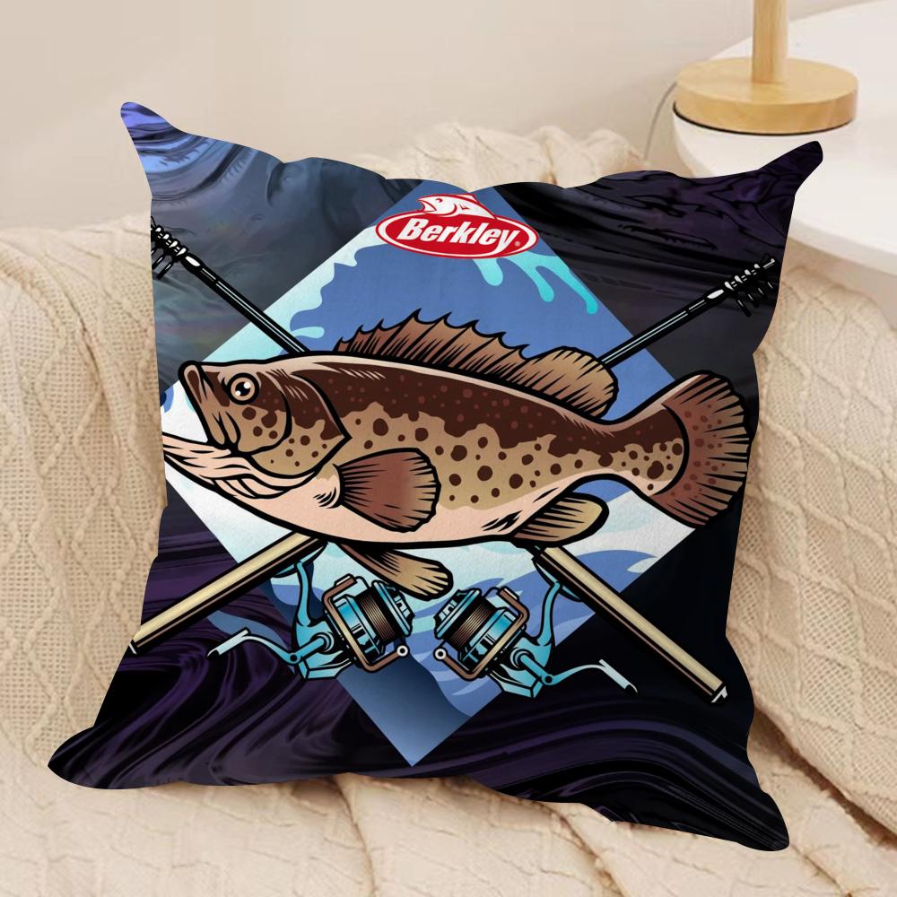 Popular Fishing B_Berkleys Cushion Cover Soft Plush Fabric Double-Sided Printed Sofa Cushion Cover for All Seasons Home Decor