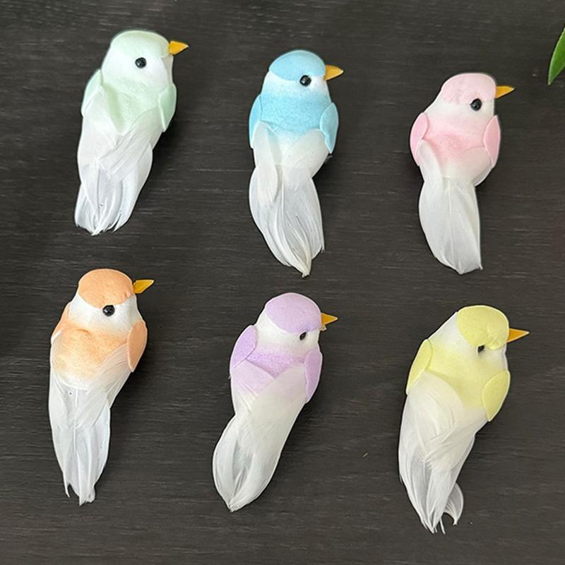 2Pcs Cute Artificial Birds Fake Foam Animal Simulation Feather Birds Models Tit Diy Craft Home Garden Floral Ornament Decoration